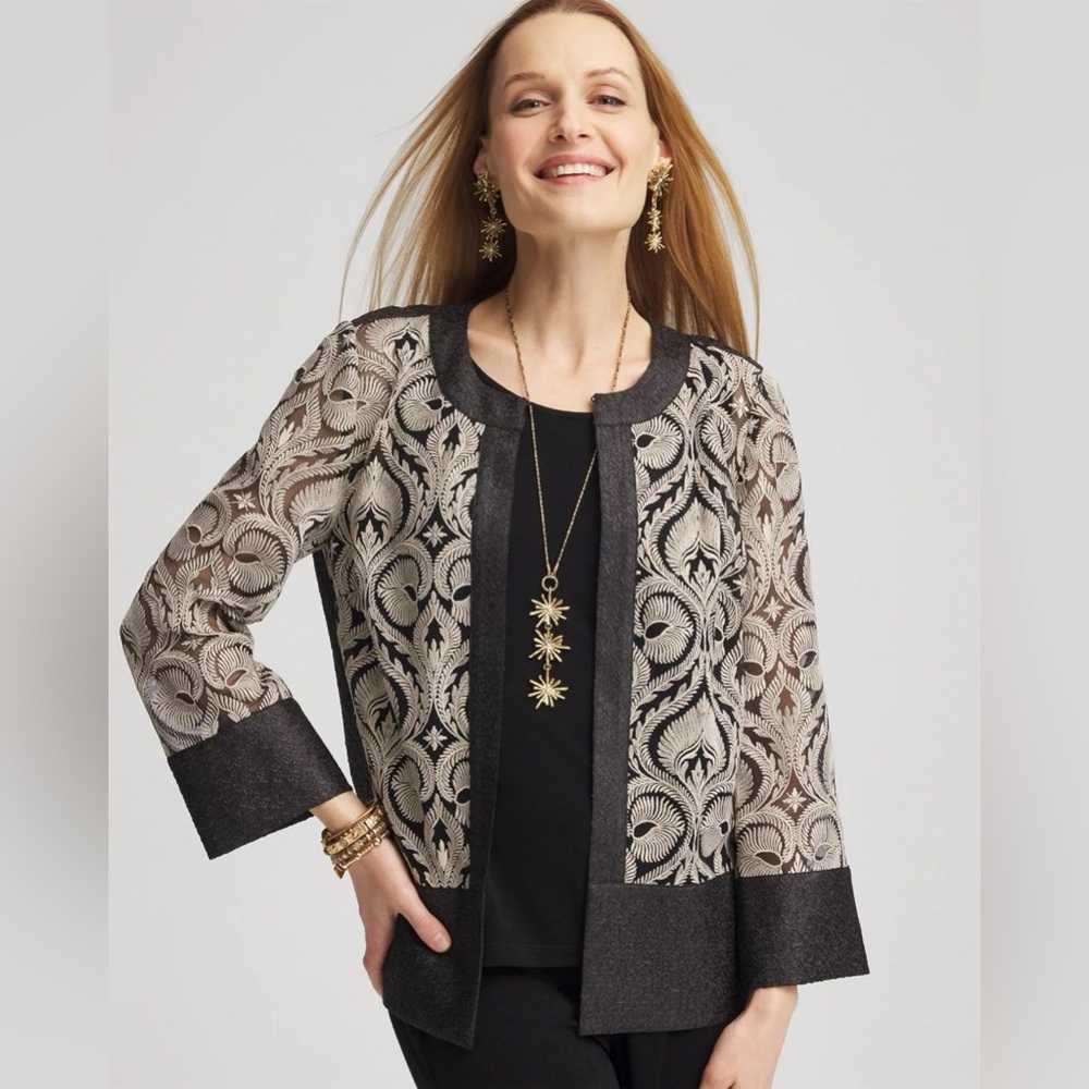Women’s Chico’s Travelers™ Collection Crushed Lace Jacket Size XXL